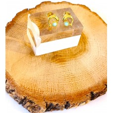 Ασημένια Σκουλαρίκια καρφωτά επίχρυσα - Δελφίνι με ζιργκόν (SE41)